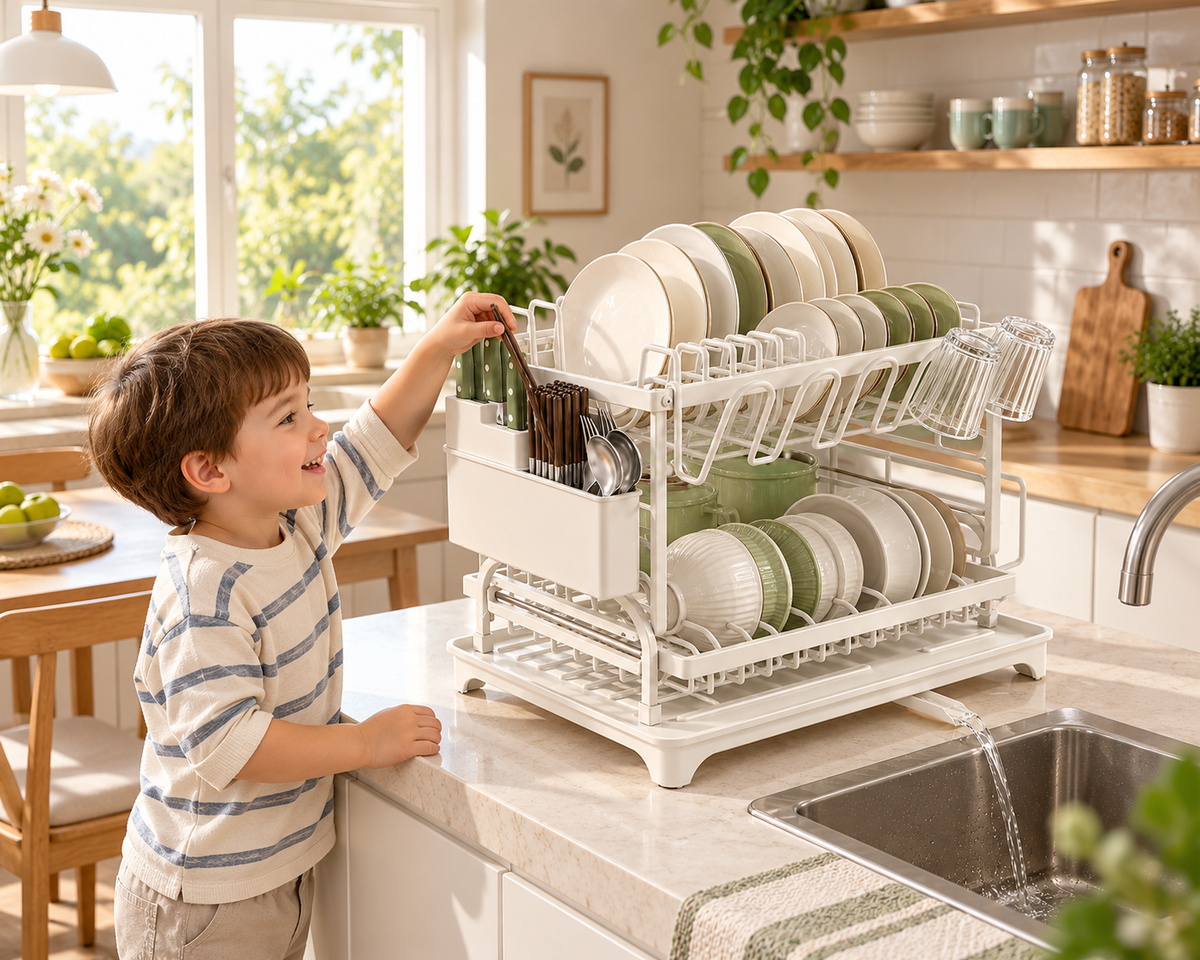 Large Dish Rack with Drain Board