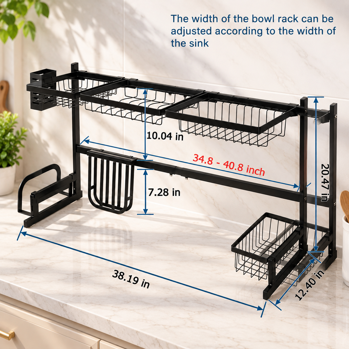 2-Tier Over-Sink Steel Dish Rack