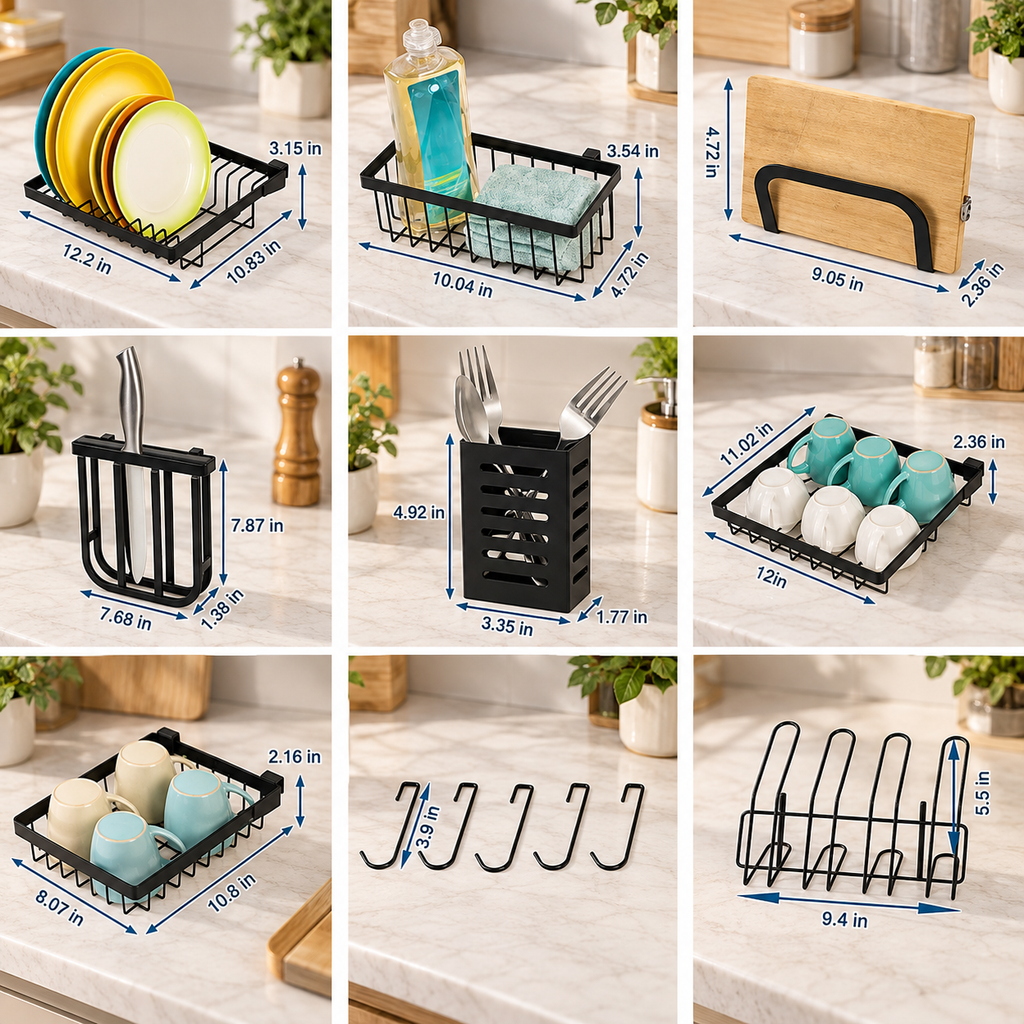 2-Tier Over-Sink Steel Dish Rack