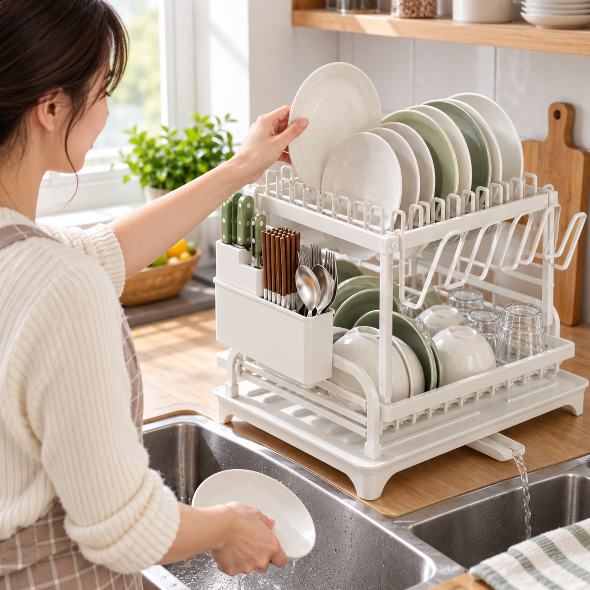 Large Dish Rack with Drain Board