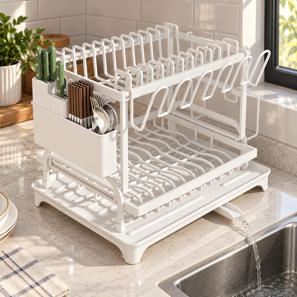 Large Dish Rack with Drain Board