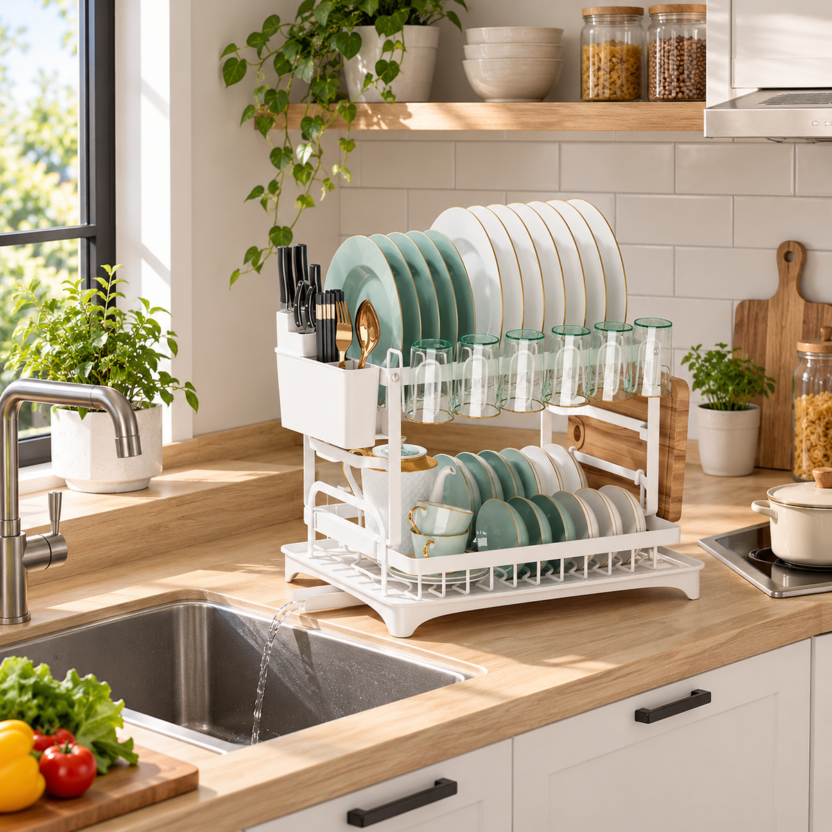 Large Dish Rack with Drain Board